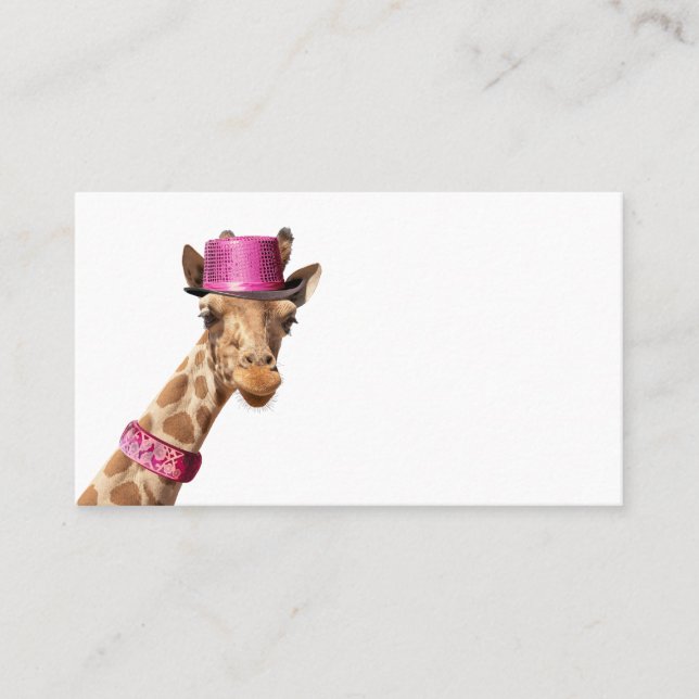 Giraffe in sparkly rosa hat placeringskort (Framsida)
