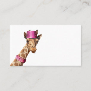 Giraffe in sparkly rosa hat placeringskort