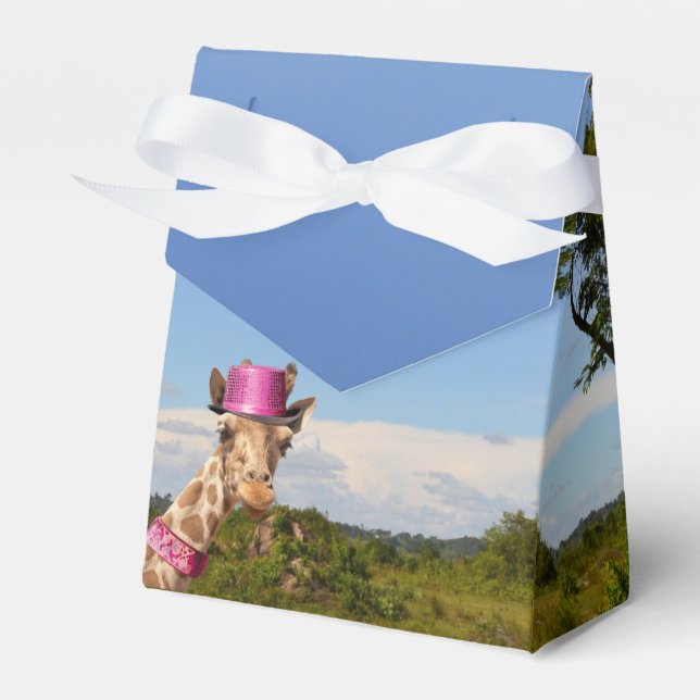 Giraffe in sparkly rosa hat presentaskar (Framsidan Sidan)
