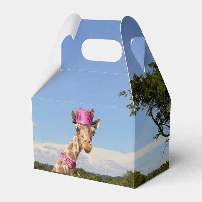 Giraffe in sparkly rosa hat presentaskar (Framsidan Sidan)