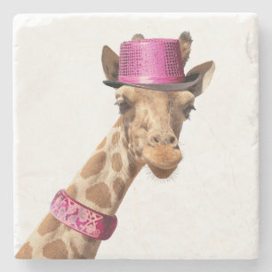 Giraffe in sparkly rosa hat stenunderlägg
