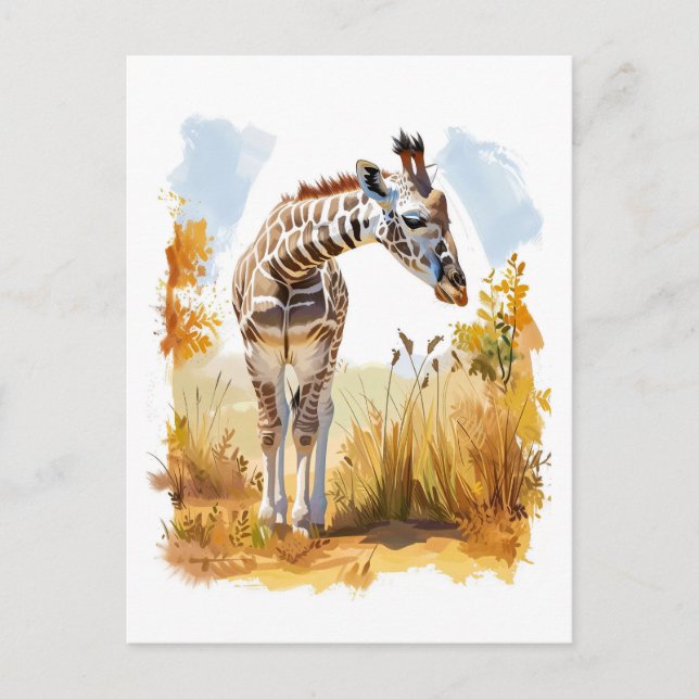 Giraffe in Tall Grass Helg Vykort (Framsida)