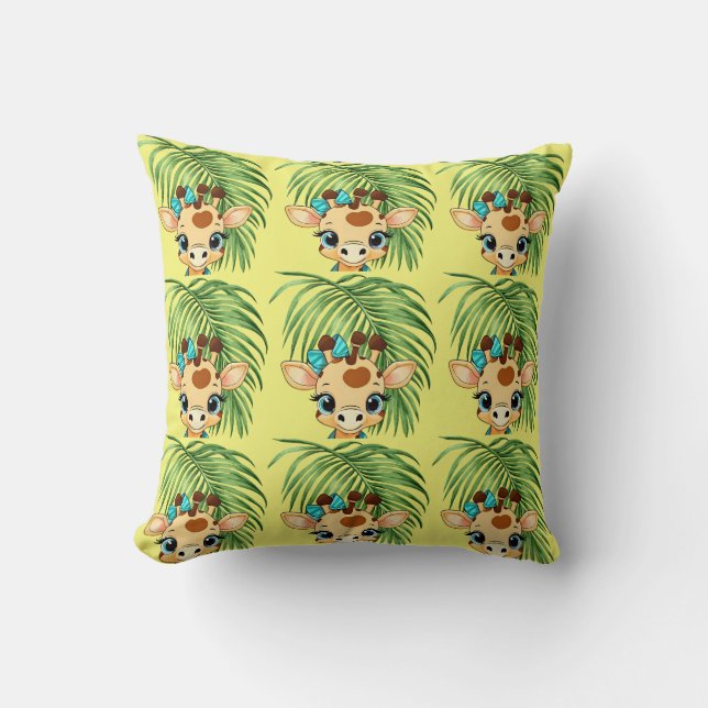Giraffe in the Savanna Throw Pillow Kudde (Framsida)