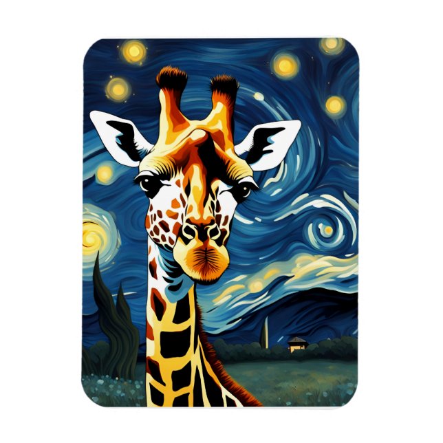 Giraffe in the Starry Night Magnet (Vertikal)