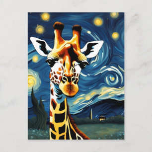 Giraffe in the Starry Night Vykort