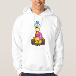 Giraffe in Winter with Scarf & Hat Hoodie