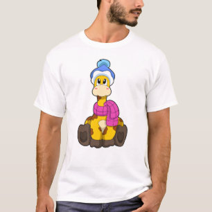 Giraffe in Winter with Scarf & Hat T Shirt