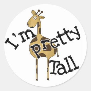 Giraffe jag är Söt Tall Runt Klistermärke