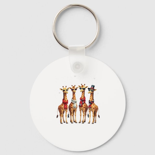 Giraffe jul Chic överstor t-shirt Nyckelring (Framsida)
