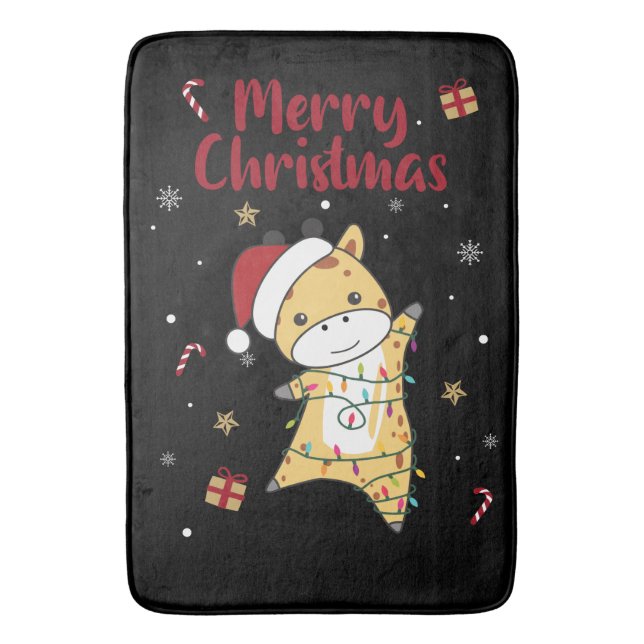 Giraffe jul Giraffes Winter Animals Bath Mat Badrumsmatta (Framsidan (Vertikal))