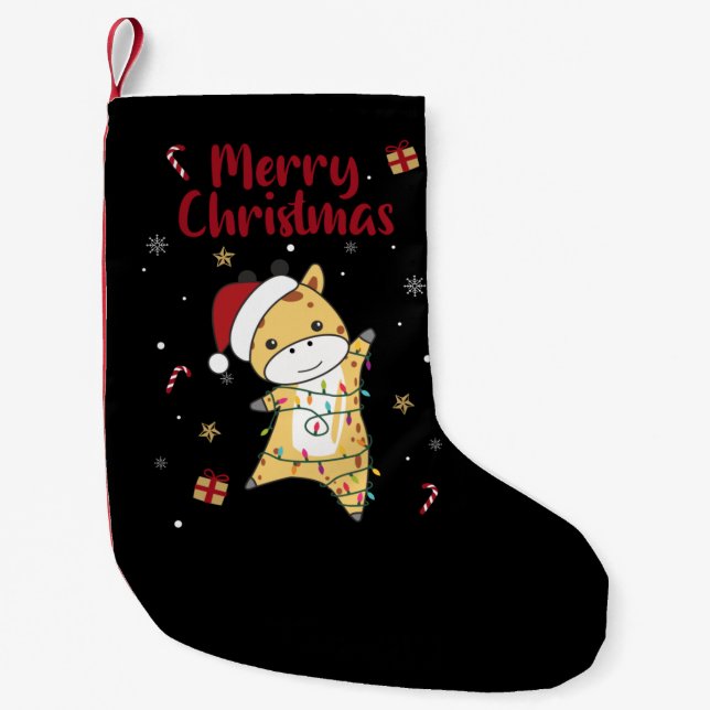 Giraffe jul Giraffes Winter Animals Small Ch Liten Julstrumpa (Framsidan)
