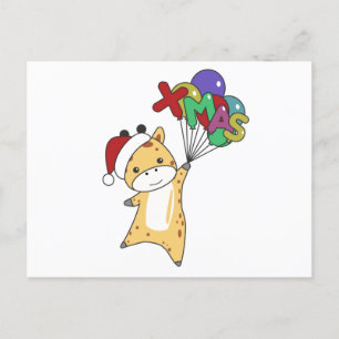 Giraffe jul Giraffes Winter Animals Vykort