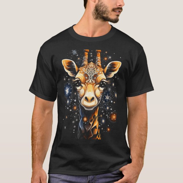 Giraffe jul Graphic Tee with Stars (Framsida)