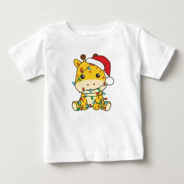 Giraffe jul Winter Animals Helgdag Giraffes T Shirt (Framsida)
