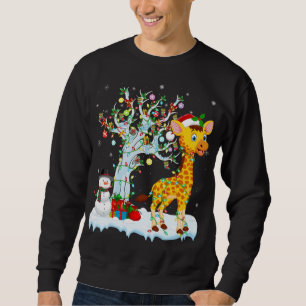 Giraffe Julafton Inslag Träd Lighting Giraffe Chri Lång Ärmad Tröja
