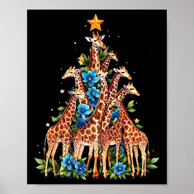 Giraffe Julgran Cute Giraffe Älskare Julafton Ho Poster (Framsidan)