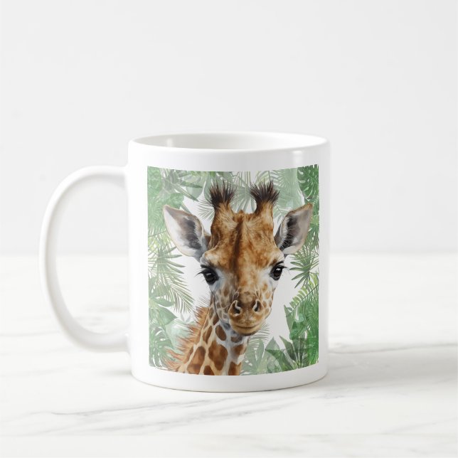Giraffe Jungle Background Kaffemugg (Vänster)