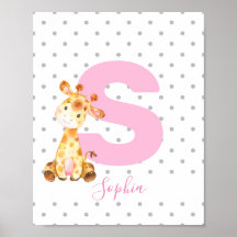 Giraffe Jungle Personlig Namn Girl Baby Nursery