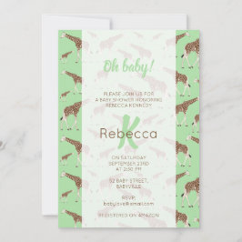 Giraffe Jungle Safari Animal Baby Shower Inbjudningar