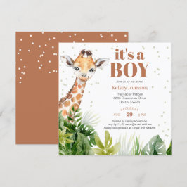Giraffe Jungle Safari Boy Shower Inbjudningar