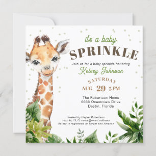 Giraffe Jungle Safari Shower Baby Sprinkle Inbjudningar