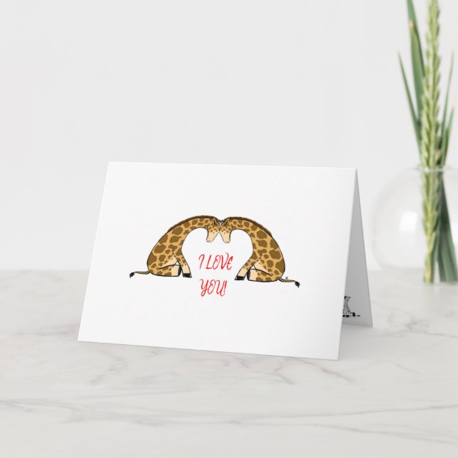 Giraffe Kärlek Heart Valentine Card Kort (Framsida)