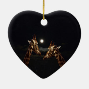 Giraffe Kärlek i månljuset, Julgransprydnad Keramik
