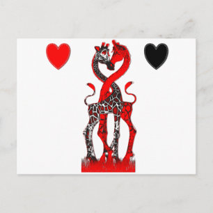 Giraffe Kärlek - Passionate Red Vykort