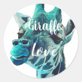 Giraffe Kärlek Typography eller din favoritcitat Runt Klistermärke