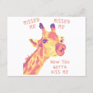 Giraffe Kiss missade mig Vykort
