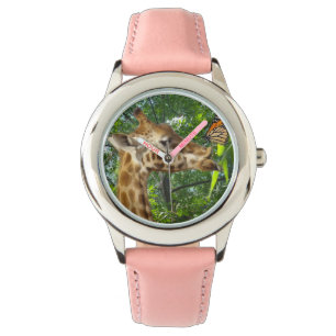 Giraffe Kissing Burtterfly Armbandsur