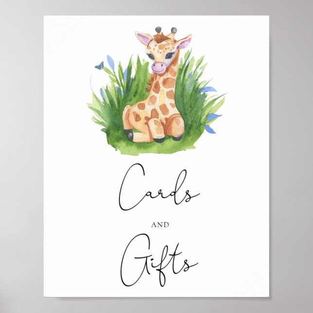 Giraffe - kort och gåvor - babydusch poster (Framsidan)