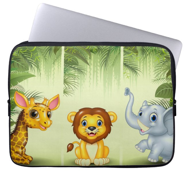Giraffe Lejon Elephant Kids Laptop sleeve (Framsidan)