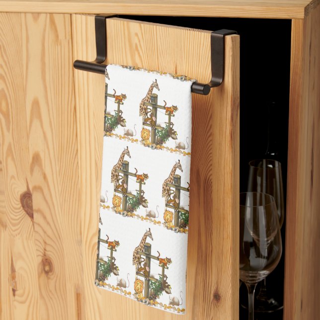 Giraffe Lejona Tiger Wildlife Kitchen Hand Towel Kökshandduk (Thirds Fold)