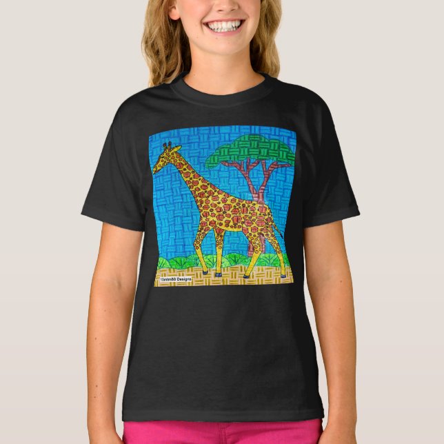 Giraffe (levande) - Flickans grundläggande T-Shirt (Framsida)
