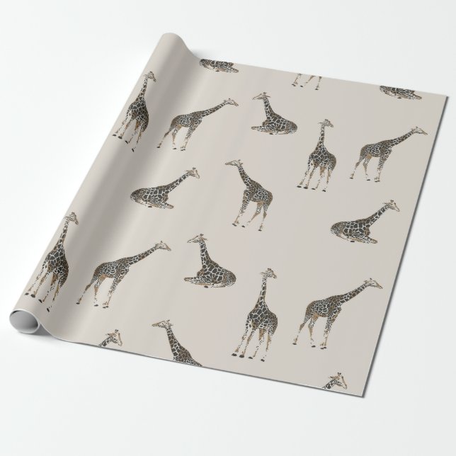 Giraffe light mocha presentpapper (Utrullad)