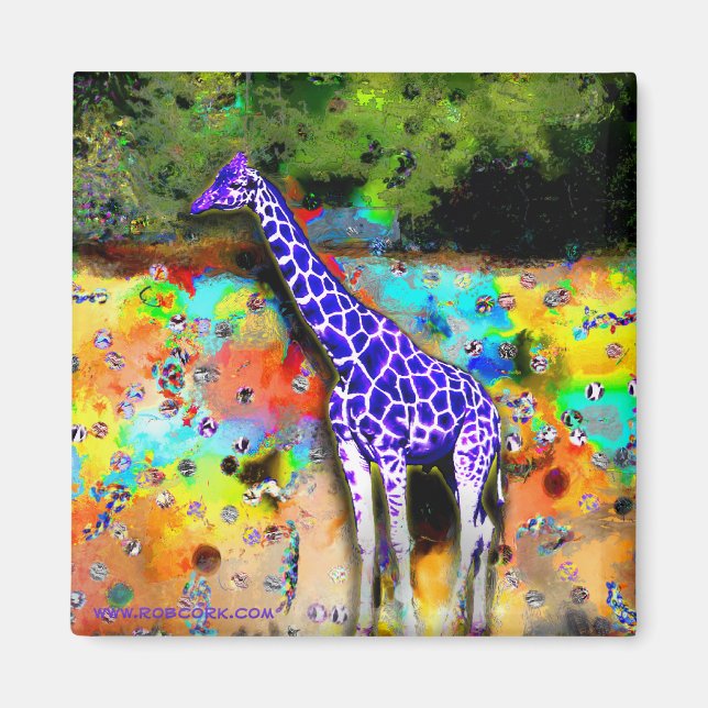 Giraffe Lila Psychedelic Magnet (Framsidan)