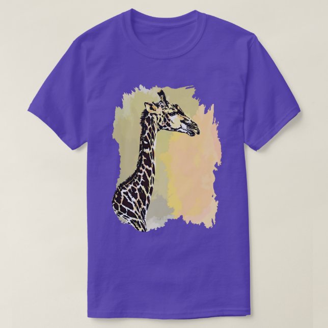 Giraffe Line Tvättar vattenfärgsfärg för Giraffe T Shirt (Design framsida)