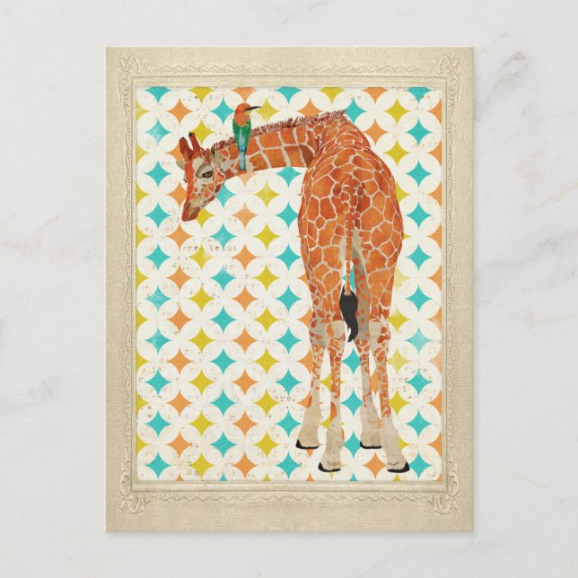 Giraffe & Little Bird Postcard Vykort (Framsida)
