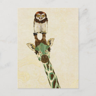 GIRAFFE & LITTLE UGGLA Postkort Vykort