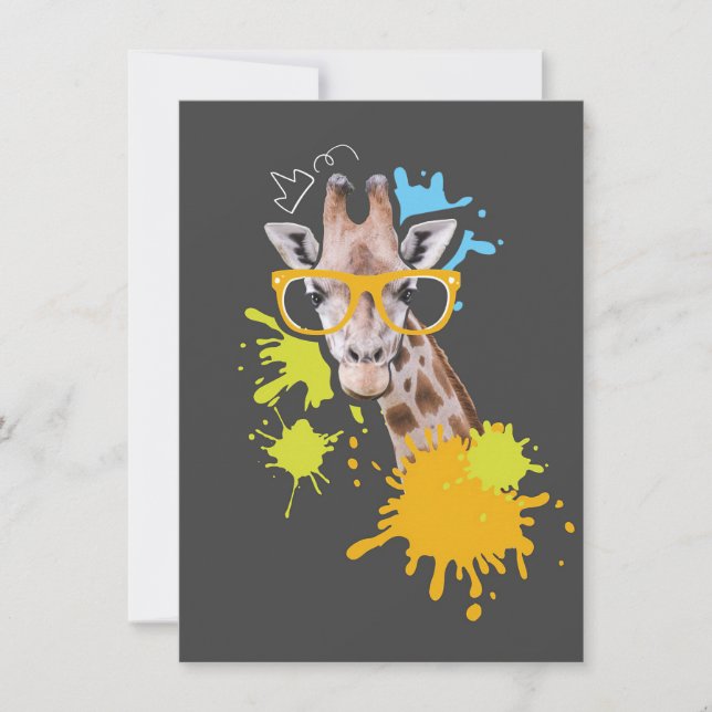 Giraffe Lover Cute Giraffe With Glasses Tack Kort (Framsida)