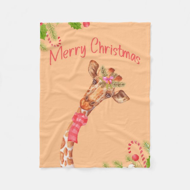 Giraffe Lover Giraffes Africa Merry Christmas Fleecefilt (Framsidan)