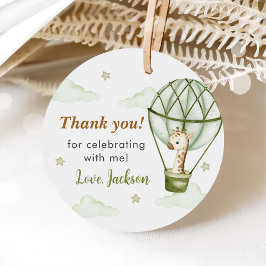 Giraffe Luftballong Grönt Boy 1st Birthday Gåvor Etiketter