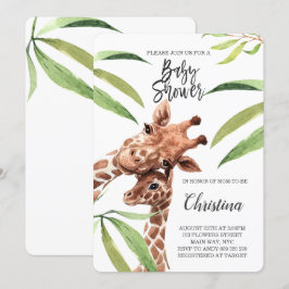 Giraffe Mamma & Baby Greenery Eucalyptus Baby Show Inbjudningar
