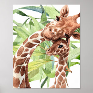 Giraffe Mamma & Baby Poster