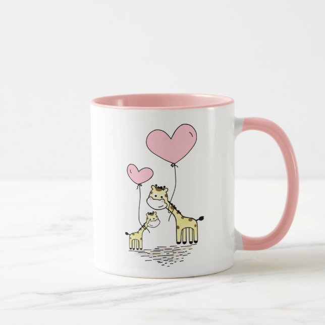 Giraffe Mamma & Baby Rosa Mors dag Baby Shower Mugg (Höger)