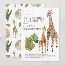 Giraffe Mamma Baby Safari Gender-Neutralt Baby Sho Inbjudningar