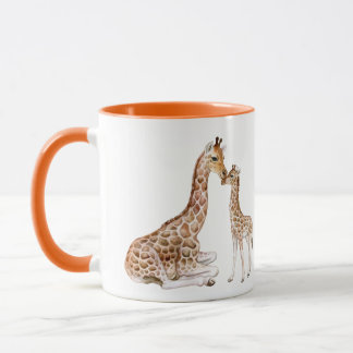 Giraffe Mamma Baby Watercolor Mugg