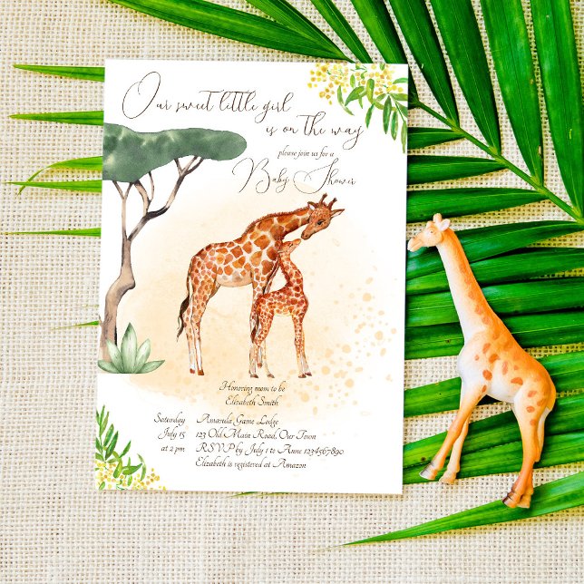Giraffe mamma och baby African safari babydusch Inbjudningar (Skapare uppladdad)