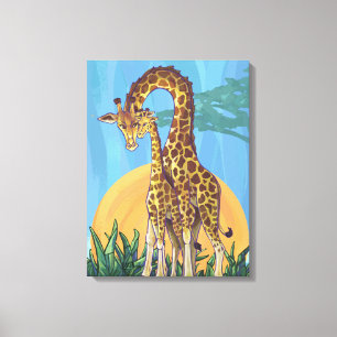 Giraffe Mamma och Baby Canvastryck